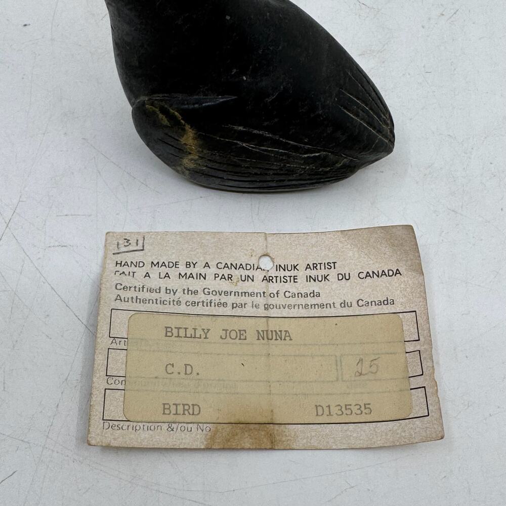 Inuit Handmade Serpentine Bird Sculpture by Billie Joe Nuna - Picture 6 of 8